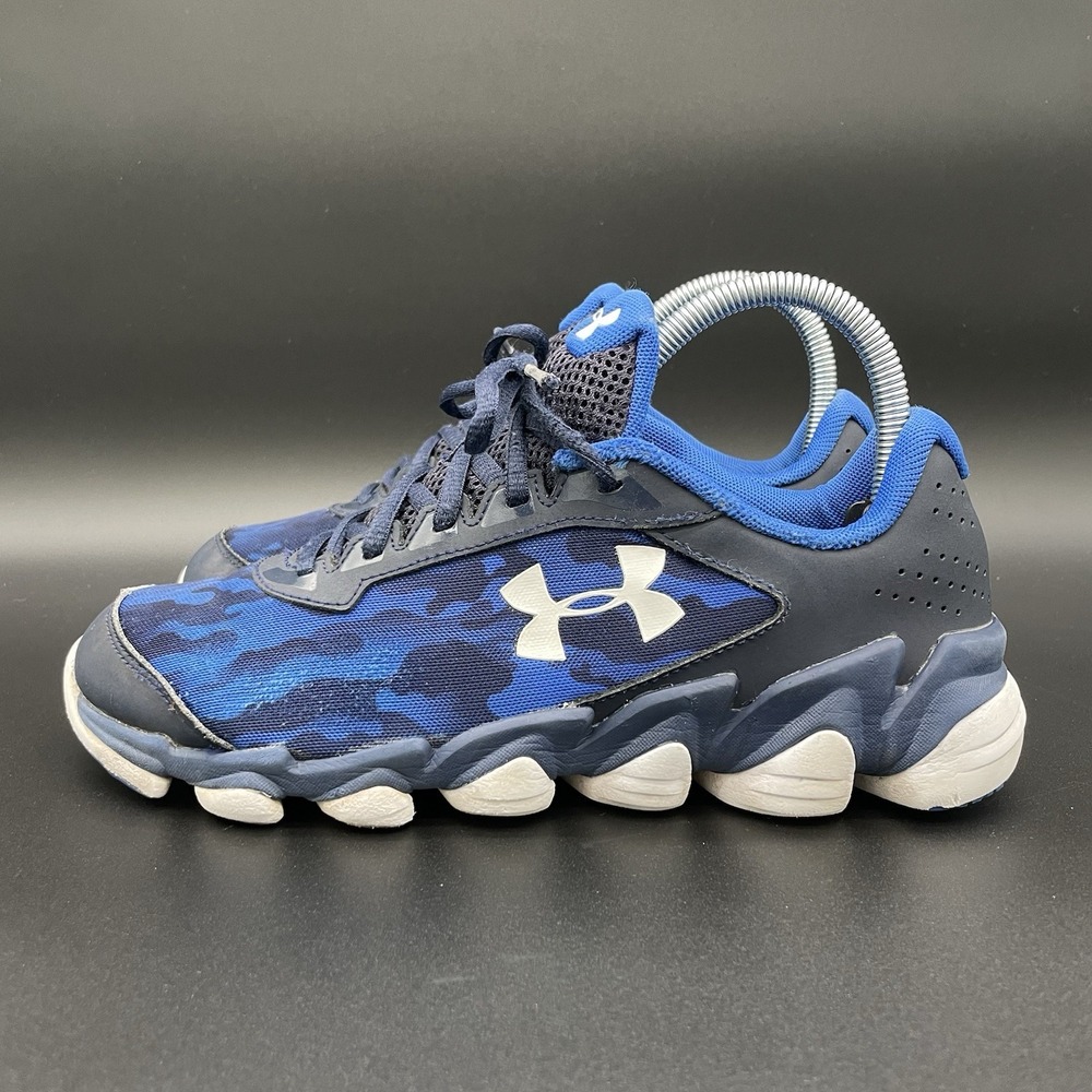 Under Armour Spine, Blue Camo, Size 6.5Y, Shoes Sneakers